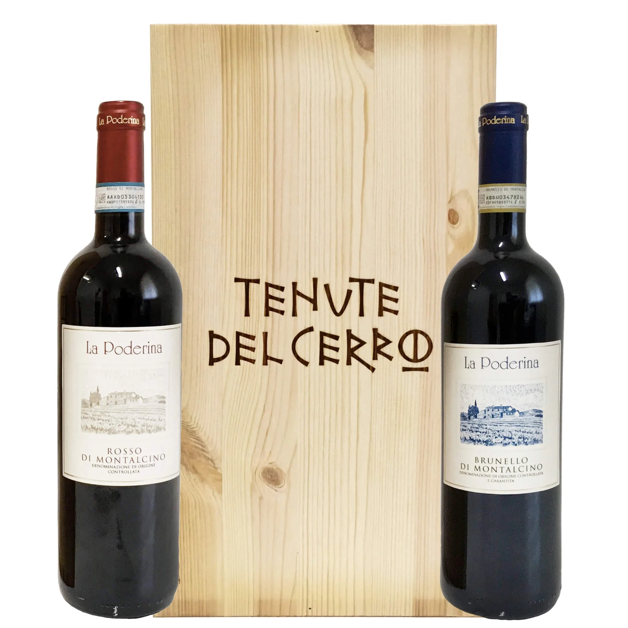 Brunello di Montalcino DOCG 2021 + Rosso di Montalcino DOC 2024 - La Poderina, Tenute del Cerro (cassetta di legno)