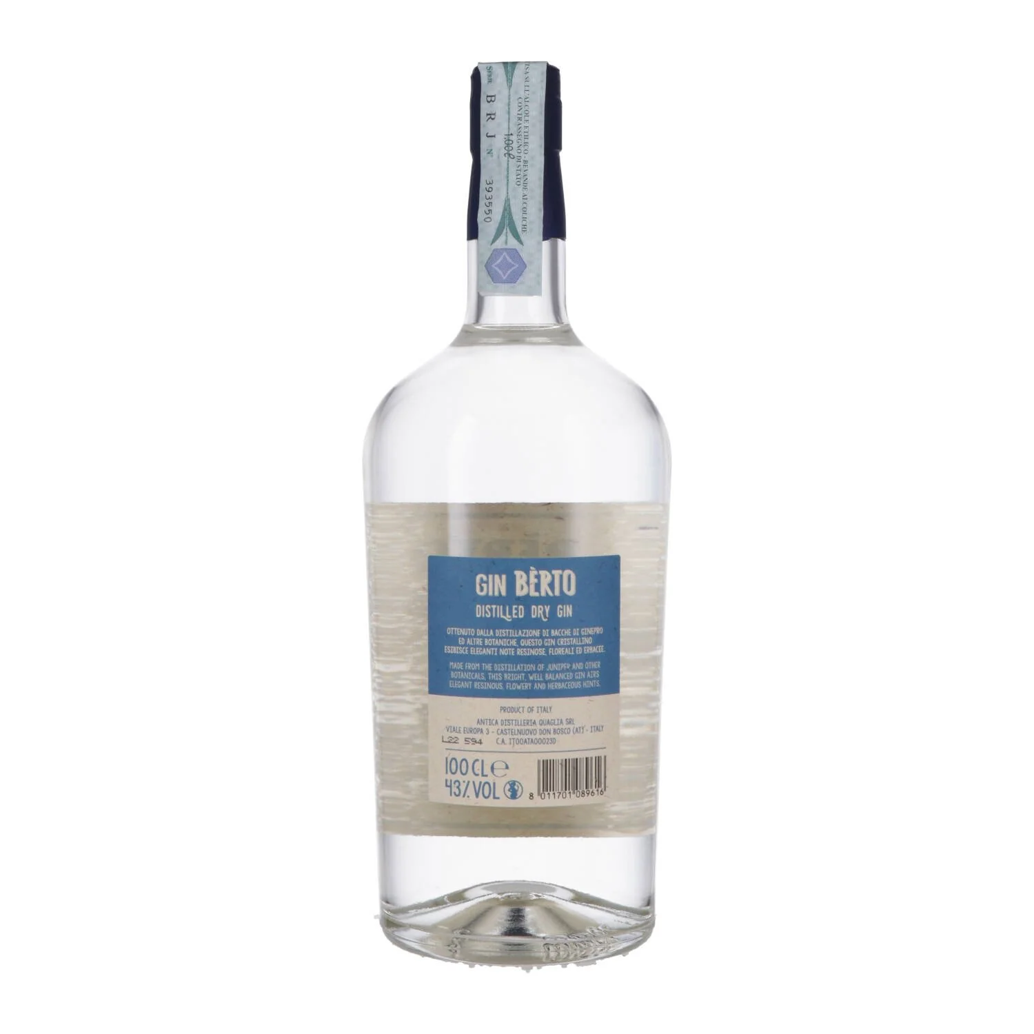 London Dry Gin "Bèrto" - Antica Distilleria Quaglia (1l) - Image 2
